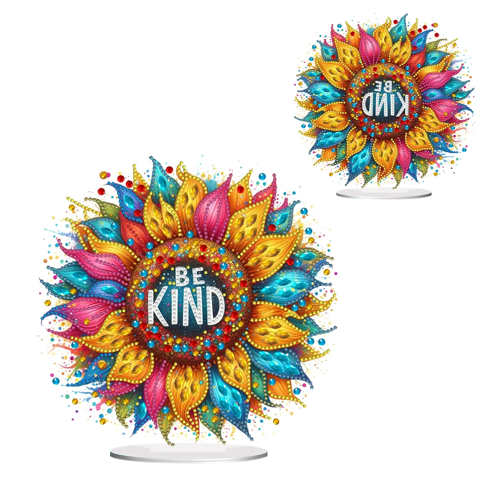 DIY Rainbow Sunflower Acrylic Special Shape Rhinestones Desktop Ornaments