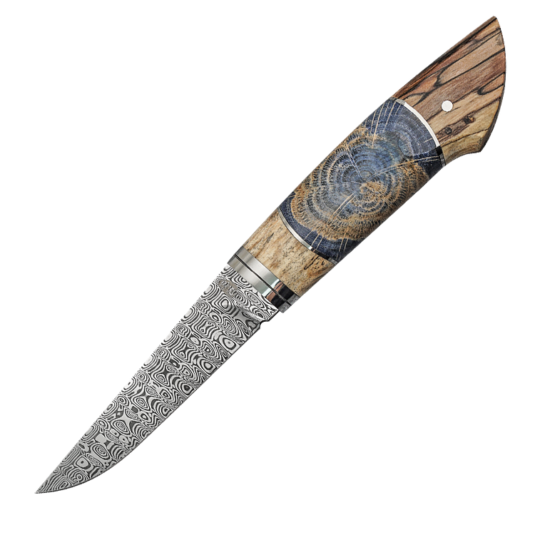 Odin's Eye 3.27-INCH Damascus Steel Handmade Hunting Knife with Responsibility Textured Wood+ Solidified Wood Handle (Resin Large)