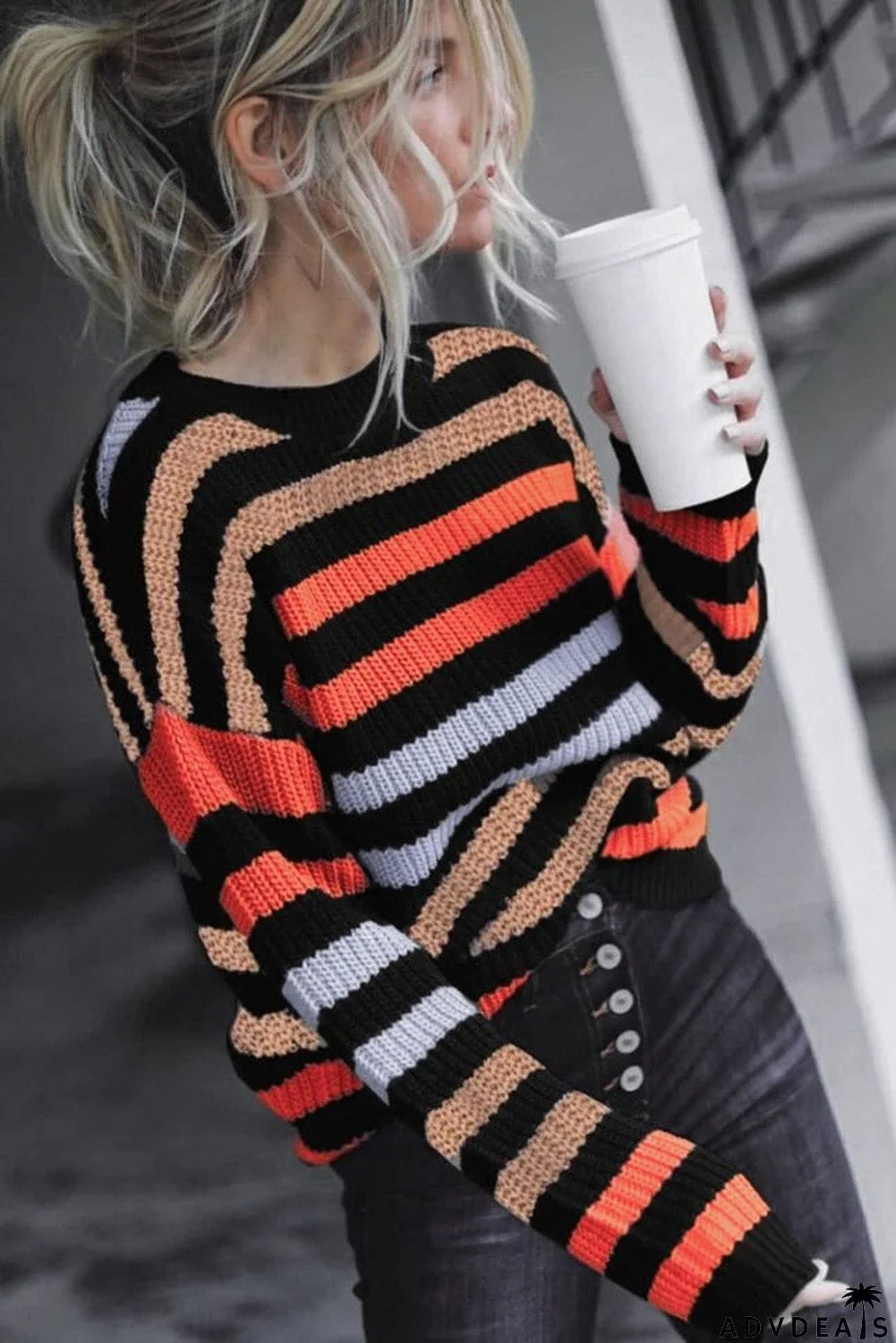 Striped Drop Shoulder Sweater