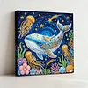 (25x25cm)DIY Whale Framed Handmade Pearl Painting Art Craft Kit Living Home Decor