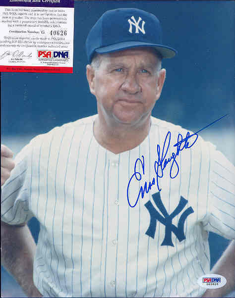 Enos Slaughter Yank Signed 8x10 Photo Poster painting Psa/dna Autograph