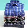 Pure cotton plaid casual square collar pocket long sleeve shirt