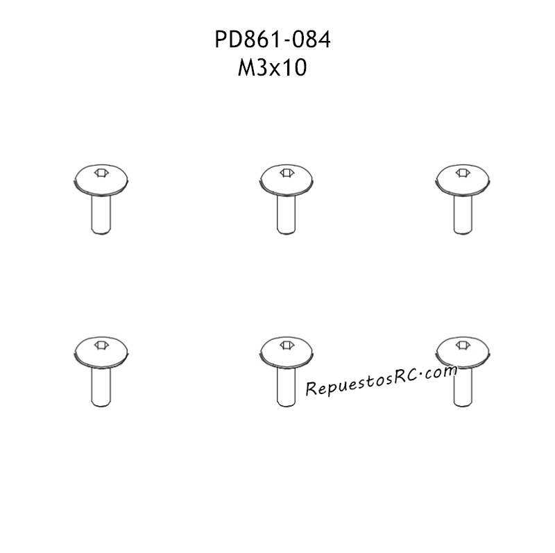 PD RACING TK10 Piezas Piezas M3x10 Tornillos de Paso PD861-084