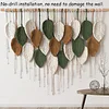 (Finished Product)Bohemian Handmade Leaf Wall Art No Drilling Handmade Craft Macrame Wall Decor Handmade Woven Leaf Tapestry for Apartment Living Room Bedroom Nursery Backdrop