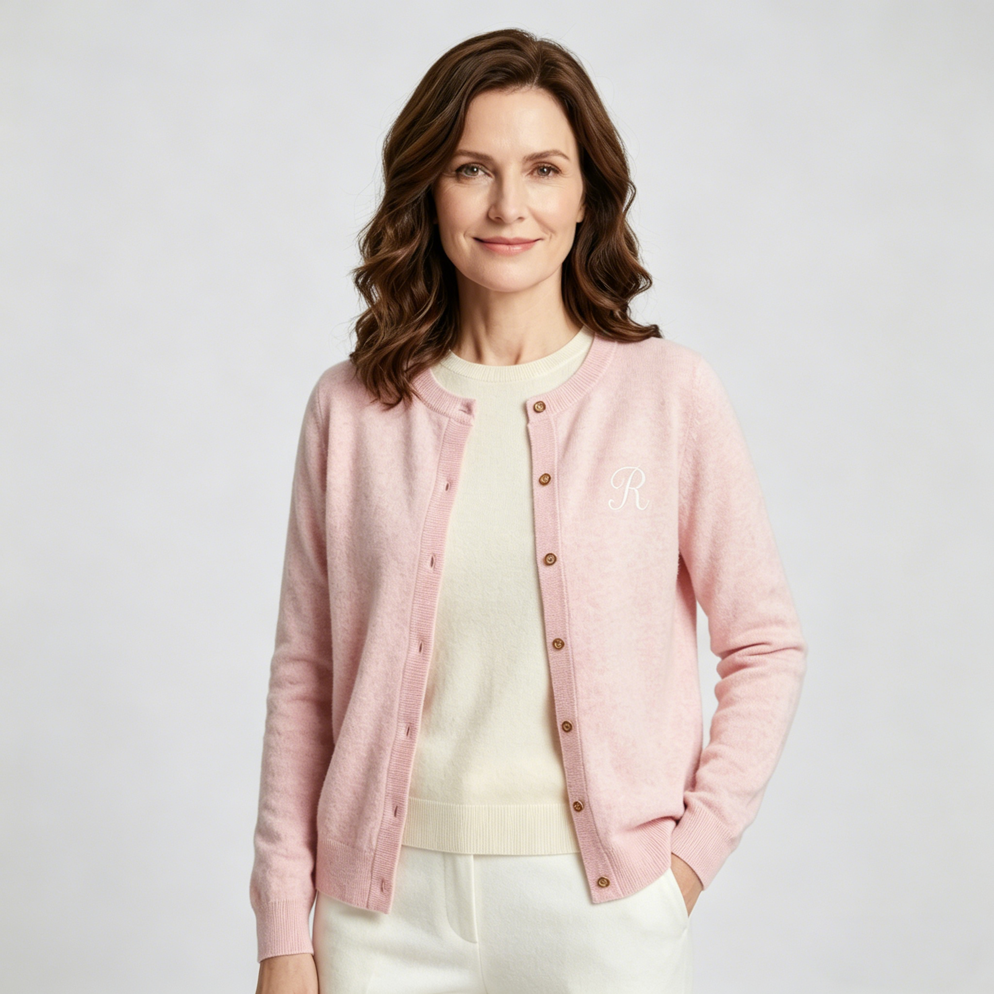 Monogrammed Snappy Women's Cashmere Sweater REAL SILK LIFE