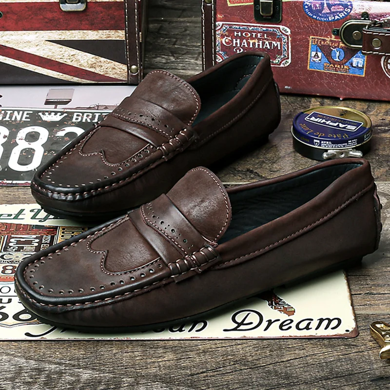 Versatile Nubuck Leather Woven Casual Soft-soled Loafers