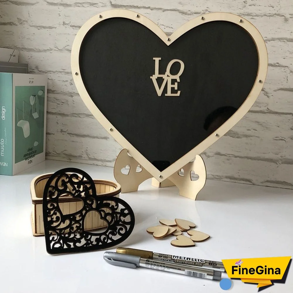 Wood Hearts Wedding Guest Book Alternative, Heart Drop Guest Book Rustic Wooden Love Heart Wedding Table Scatter Decoration Crafts, for 65 Hearts Wedding