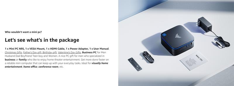 Product Introduction of ACEMAGIC AK1 Plus Mini PC. Intel 12th Gen N95(up to 3.4GHz) Mini Desktop Computers. 8GB RAM/256GB M.2 SSD Micro Computer Tower Support 4K UHD. Dual Wi-Fi. BT 4.2 for Business Home Office 9