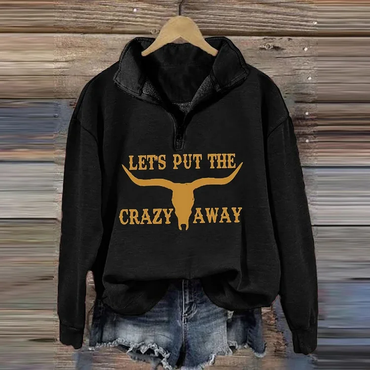 Women's Casual Printed Zipper Collar Long Sleeve Sweatshirt