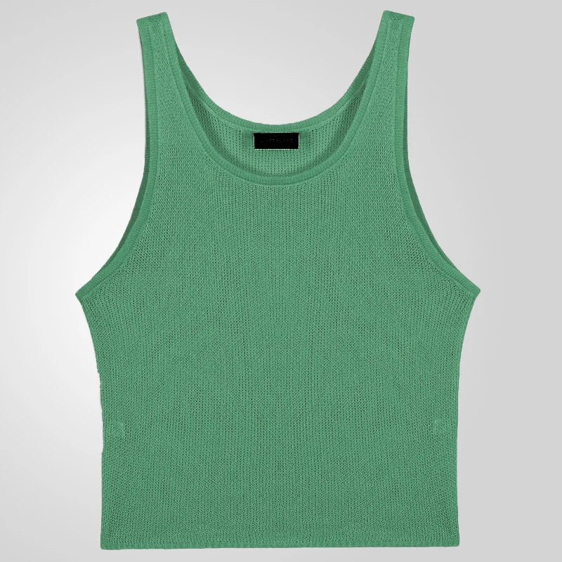 Uveng Uveng Men's Summer New White Bottom Knits Loose Fitness Vestsy0111