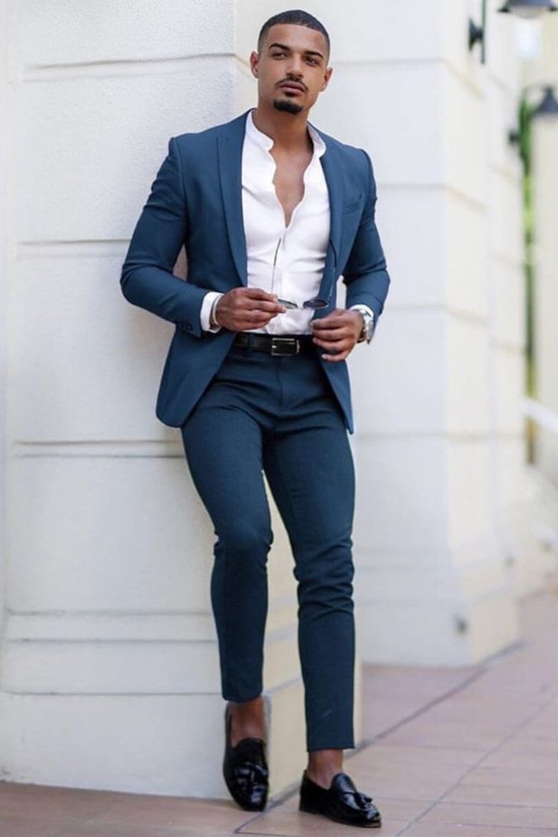 Classic Dark Navy Groom And Groomsmen Suits For Bespoke | Ballbellas Ballbellas