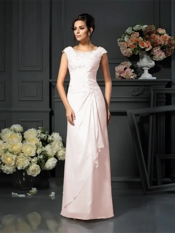 Daisda Chiffon Scoop Long A-Line Sleeveless Mother Of The Bride Dress With Pleated