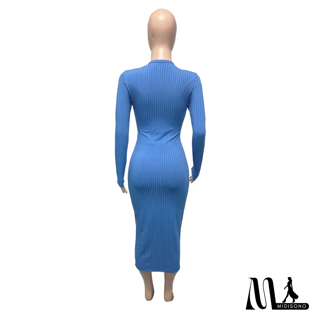 MidiSono - Autumn And Winter Models Thread Slits Slim Sexy Dress