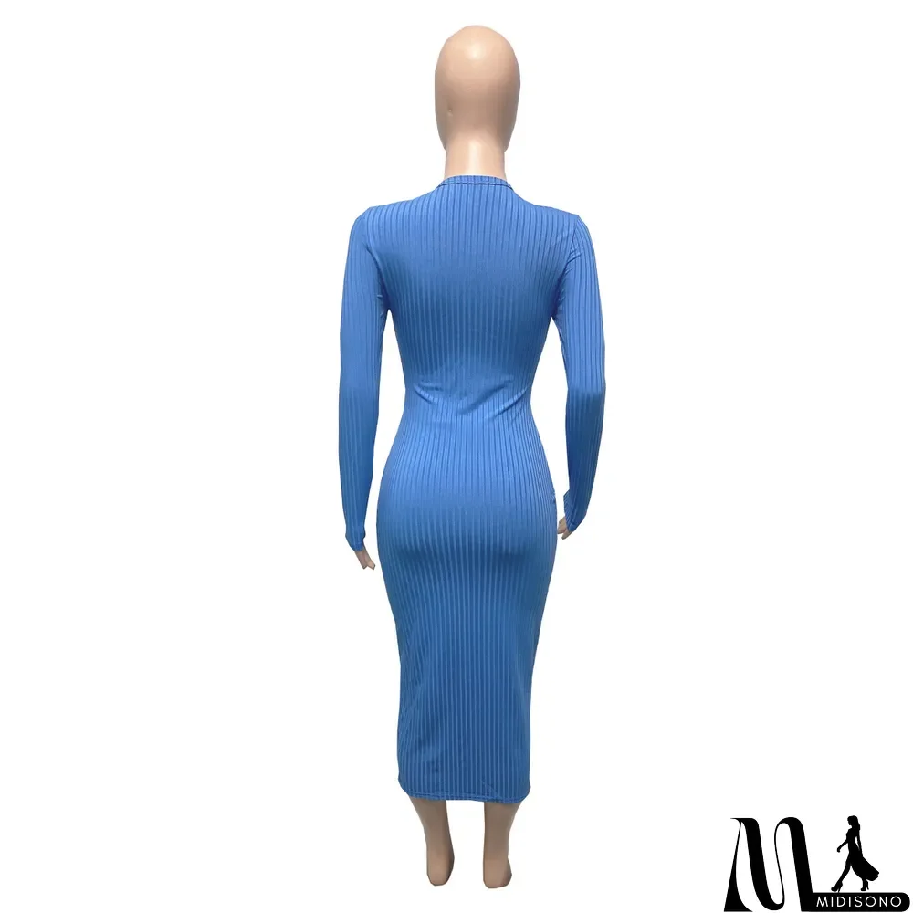 MidiSono - Autumn And Winter Models Thread Slits Slim Sexy Dress