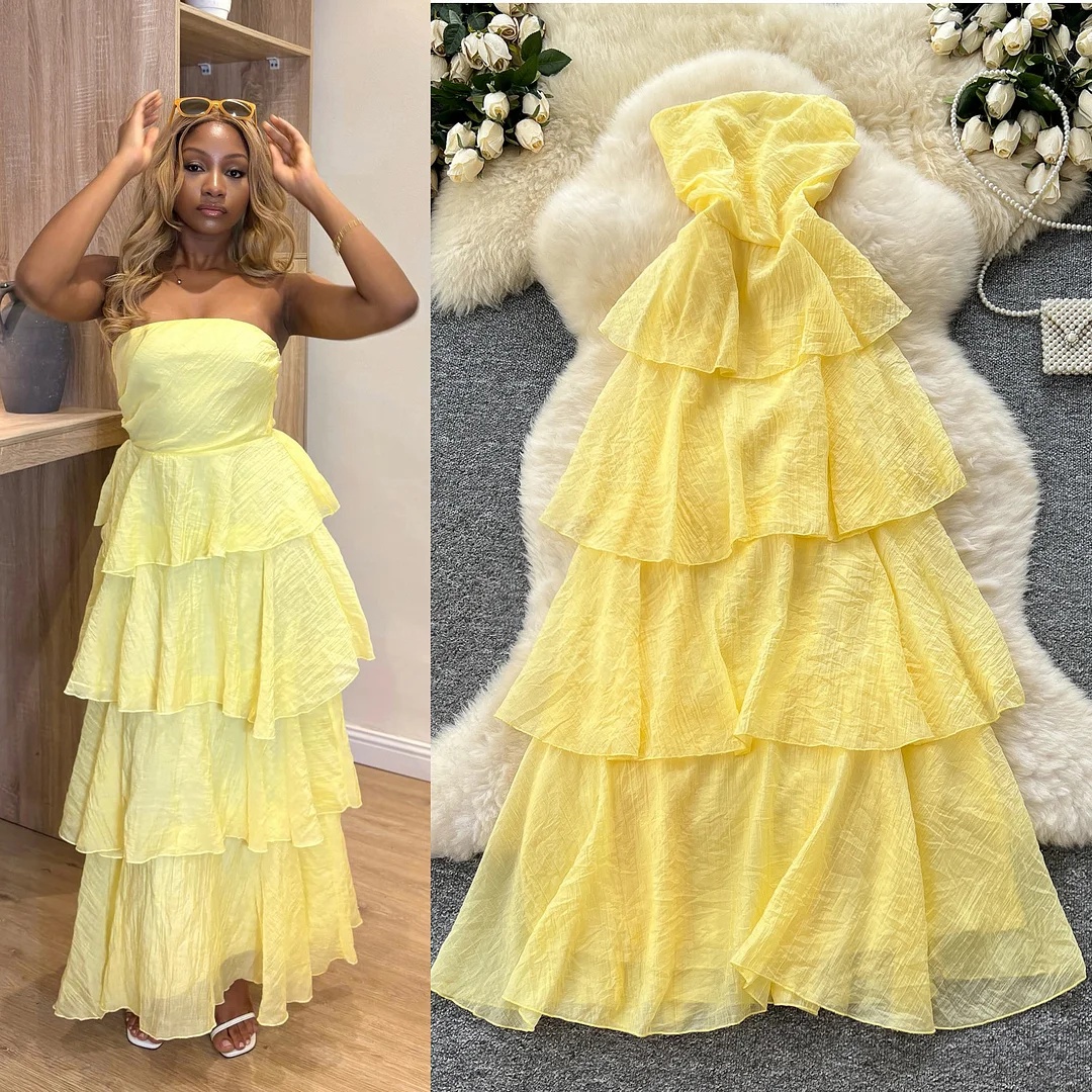 Nigikala Nigikala Dress Female High-End Light Luxury Famous Bubble Bubble Sleeve Dress Design Feel Waist Strap Fluffy French Dress