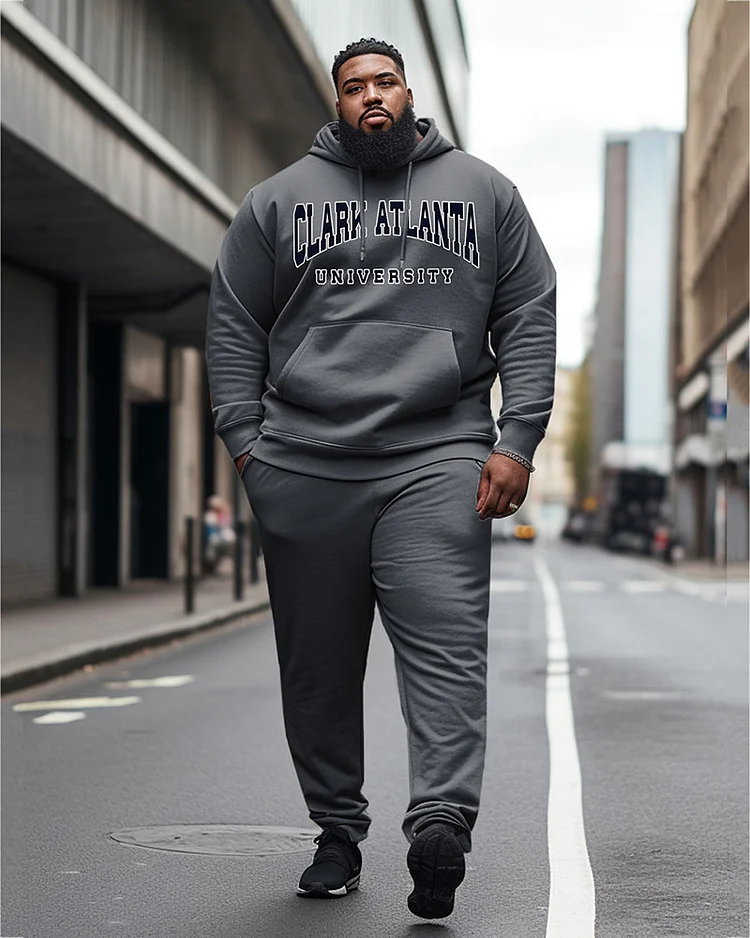 Men's Plus Size South Clark Atlanta  University Style Hoodie and Sweatpants Two Piece Set