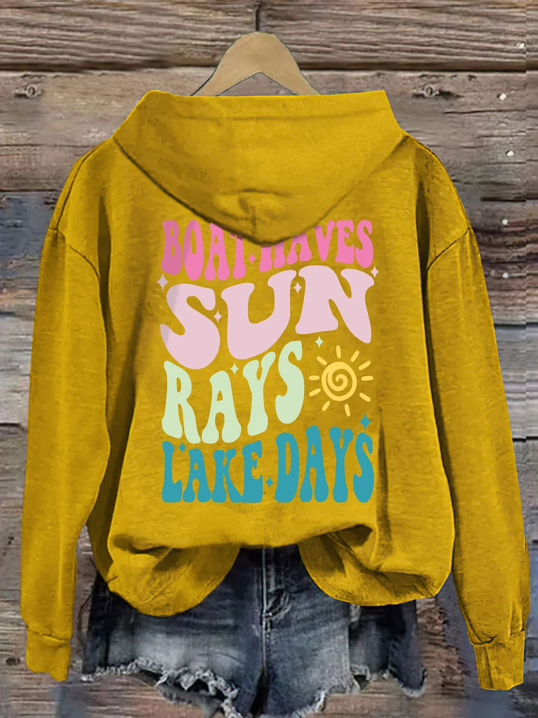 Boat Waves Sun Rays Lake Days Hoodie