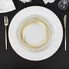 10 Pack | 7" White / Gold Swirl Rim Plastic Dessert Appetizer Plates, Round Disposable Salad Plates