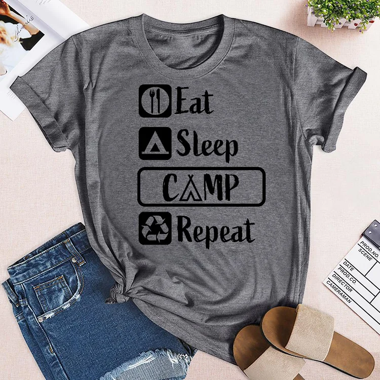 Eat Sleep Camp Repeat  T-Shirt tee-03073-Annaletters