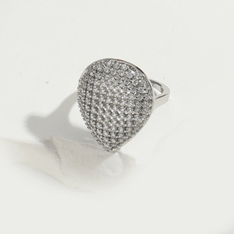 Copper White Gold Plated Inlay Geometric Zircon Open Rings