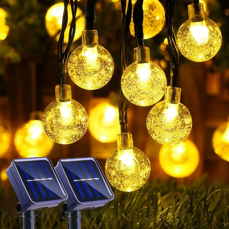 Crystal Balls Solar Lamp Waterproof LED Fairy Lights 8 Modes Outdoor Solar Power Light for Garden Yard Home Party Wedding Decor