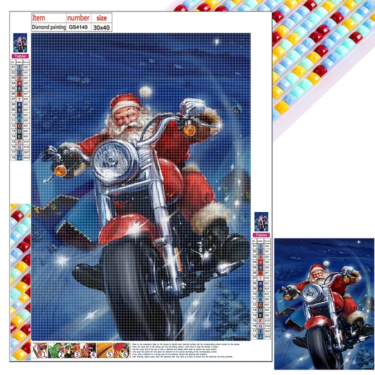 Full Square Diamond Painting - Santa Claus Riding A Motorcycle 30*40CM