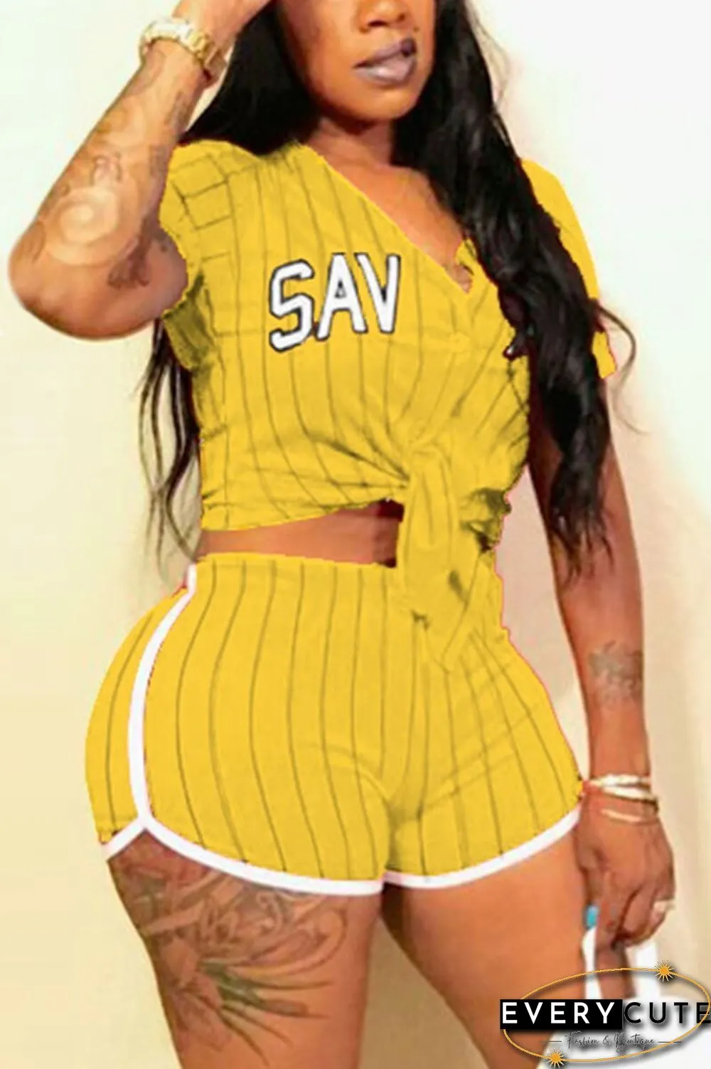 Fashion Print Sport Shorts Set