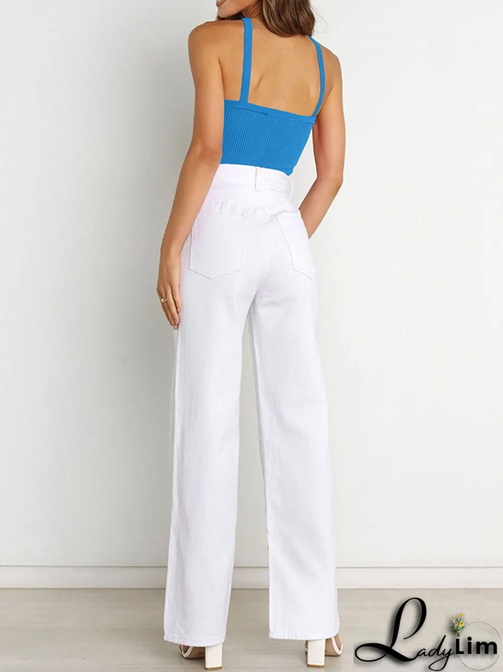 Skinny Sleeveless Solid Color Halter-Neck Vest Top