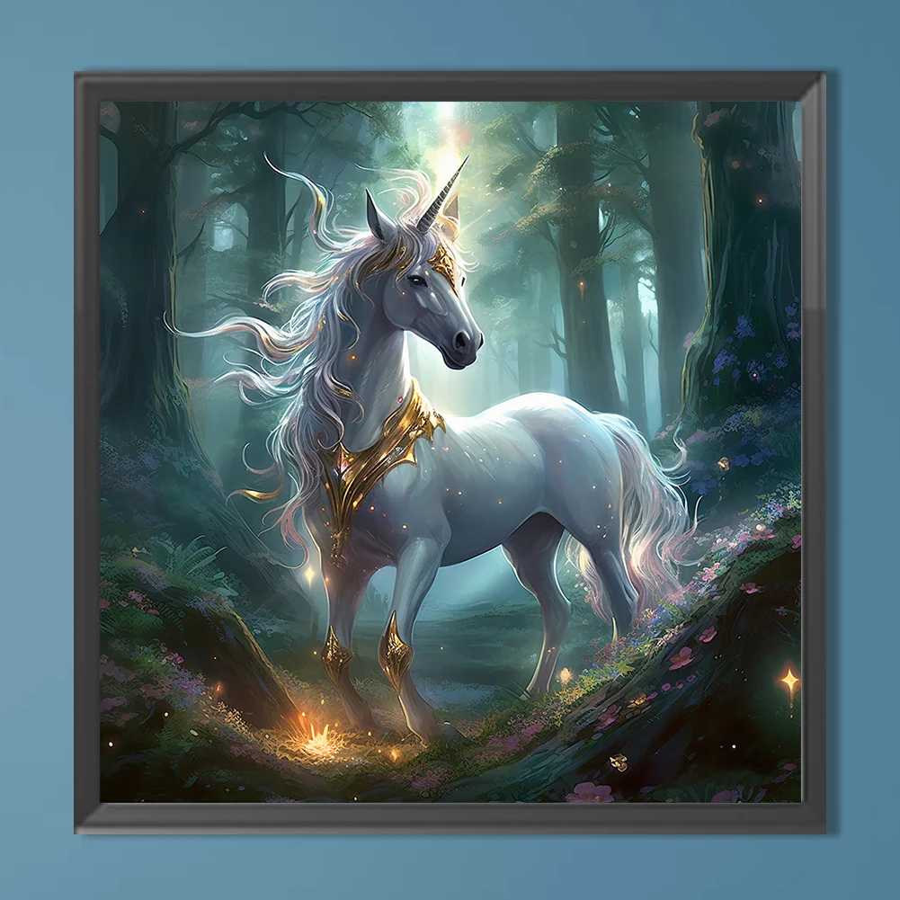 Full Round Diamond Painting 40*40cm - Forest Unicorn