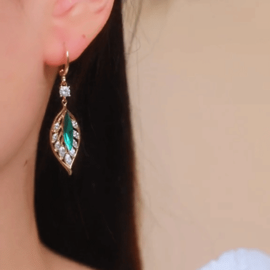 💖Mother's Day Sale-Fashion Crystal Leaf Earrings