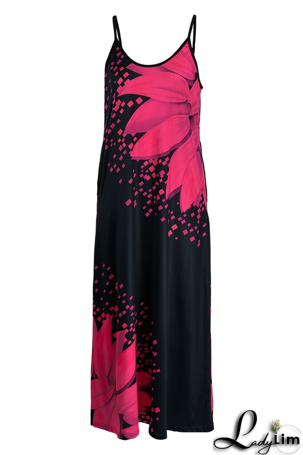 Yellow Fashion Sexy Print Backless Spaghetti Strap Long Dress