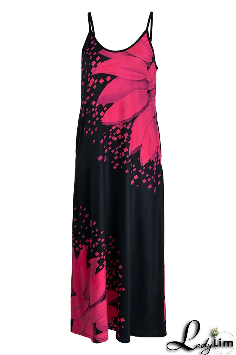 Yellow Fashion Sexy Print Backless Spaghetti Strap Long Dress