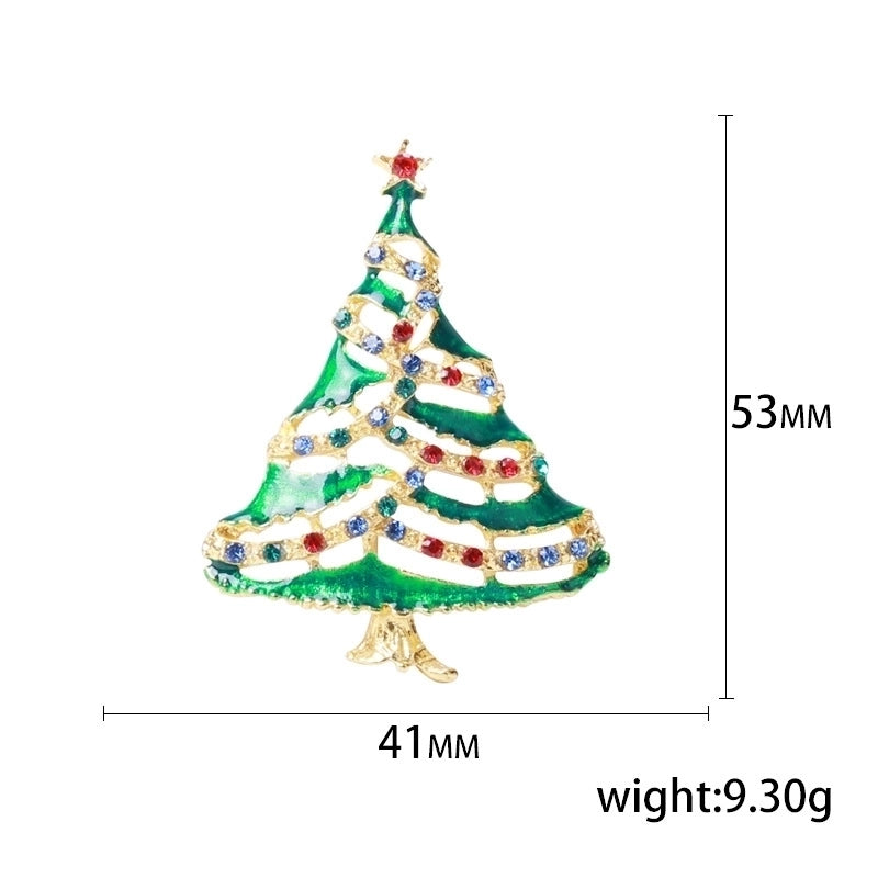 Fashion Pin Christmas Tree Alloy Inlay Rhinestones Women’S Brooches