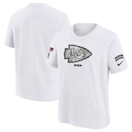 Youth Kansas City Chiefs  White 2024 Salute To Service T-Shirt