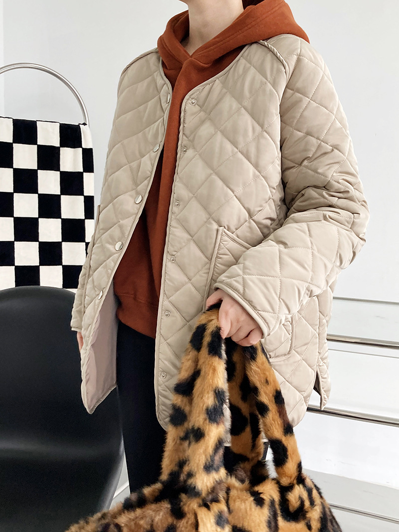 Loose Plaid Solid Color Cotton Outwear 