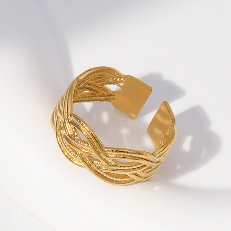 Women Minimalist Stripe Geometric Stainless Steel Electroplating Rings