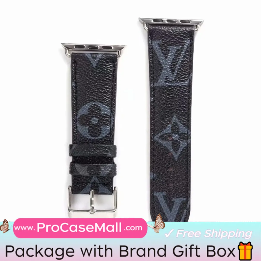 Classic LV Monogram Leather Checkerboard Canvas Apple Watch Strap