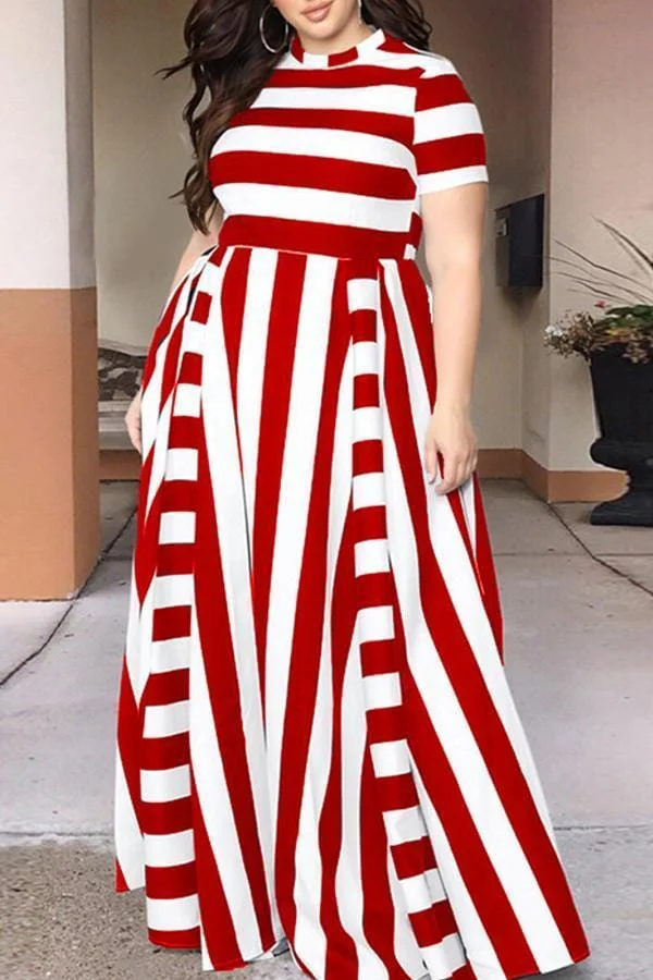 Striped Floor Length Dress