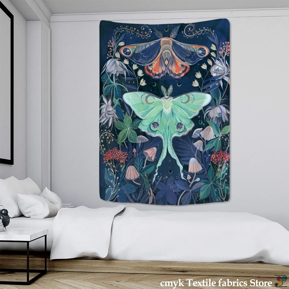 Butterfly Mushroom Tapestry Wall Hanging Colorful Bohemian Hippie TAPIZ Psychedelic Witchcraft Simple Art Room Home Decor