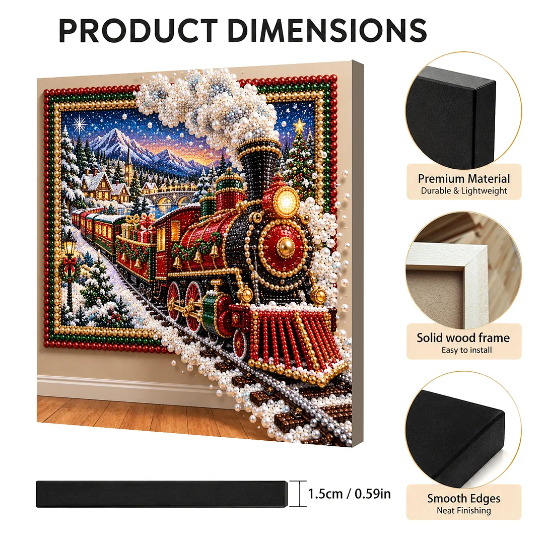 Framed Pearl Painting Kit Steam Train Christmas 11.81x11.81in
