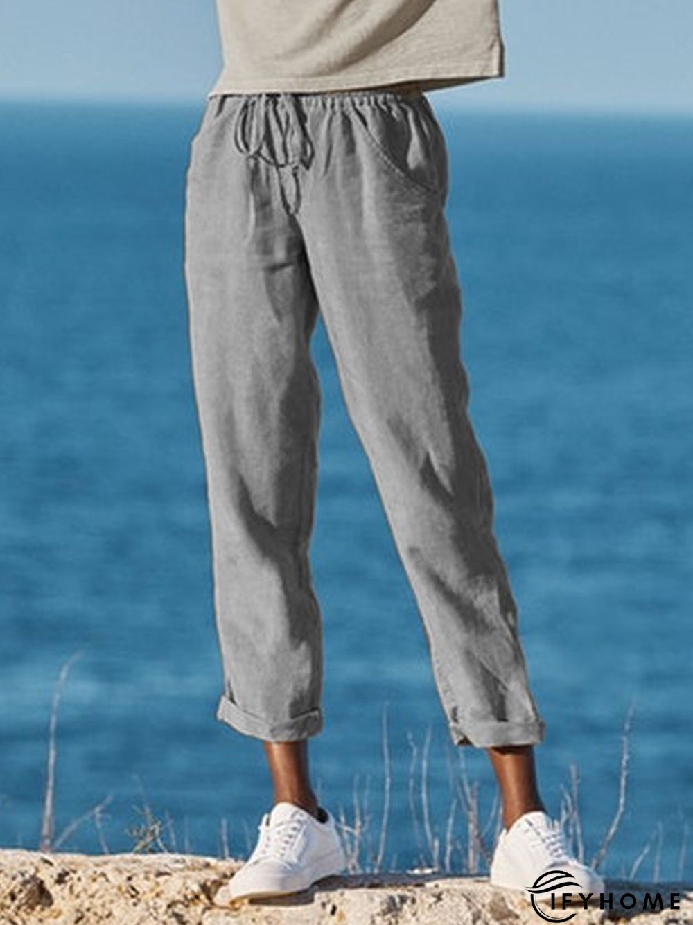 Solid Casual Loosen Cotton Blends Pants | IFYHOME