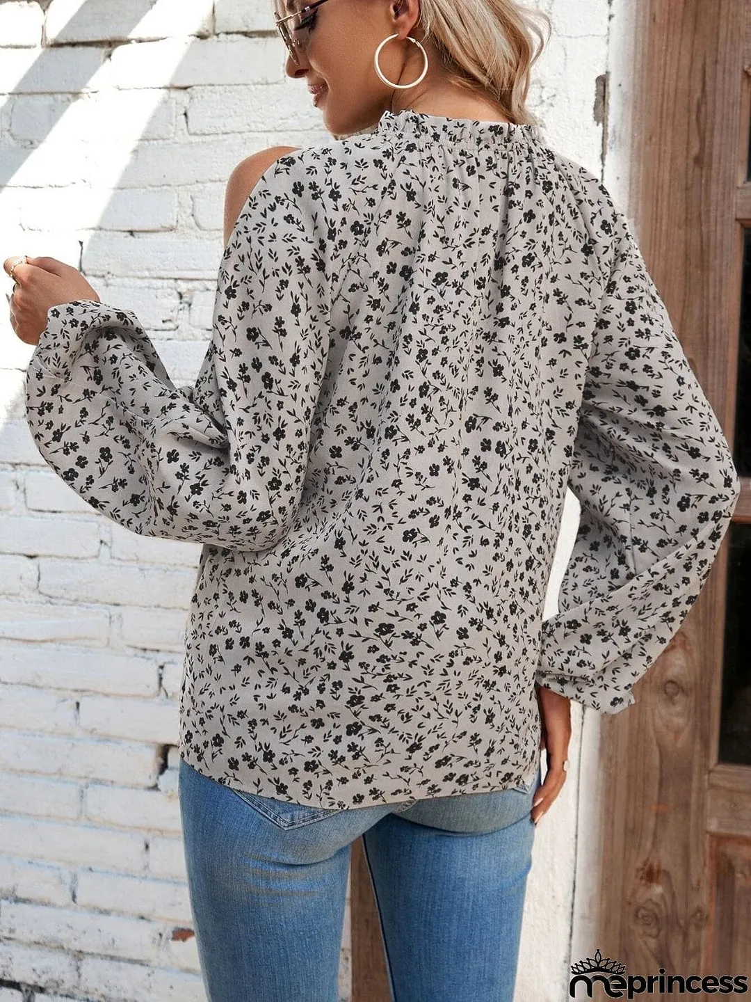 Floral Cold-Shoulder Blouse