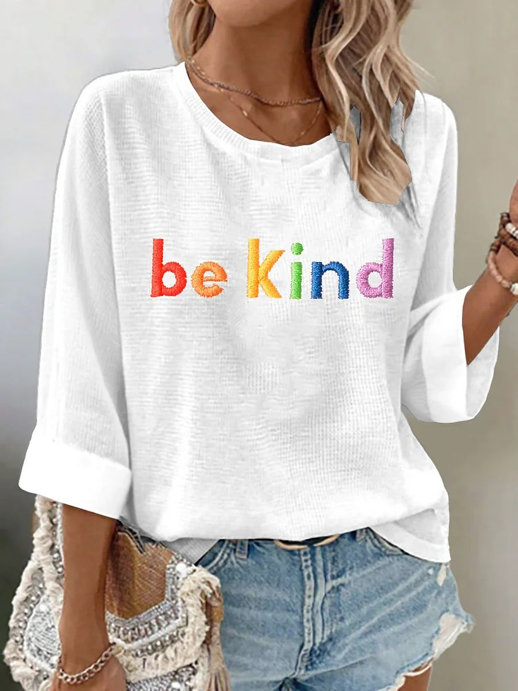 Women's Be Kind Waffle Long Sleeve T-Shirt socialshop