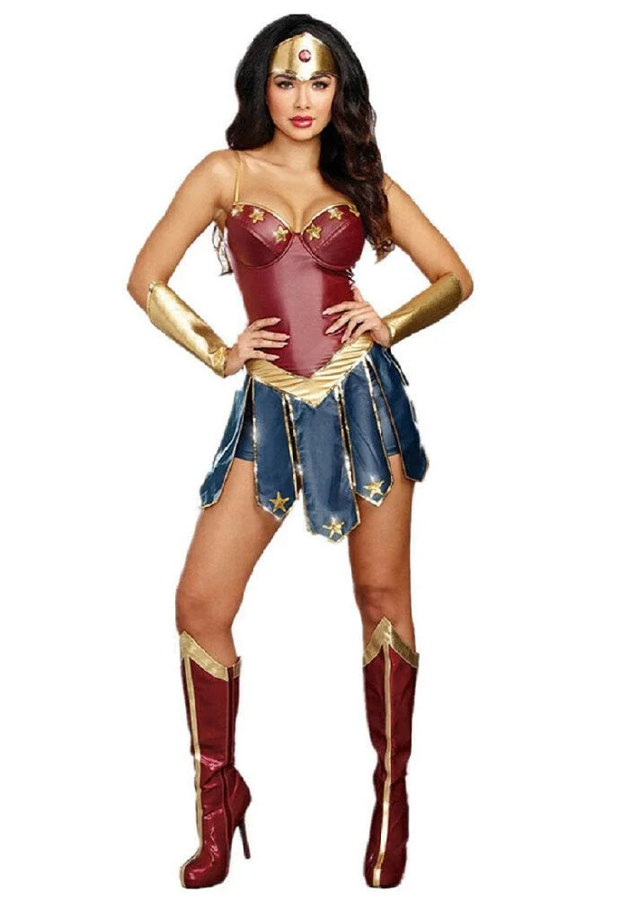 Womens Wonder Woman Halloween Costume All Sizes-elleschic