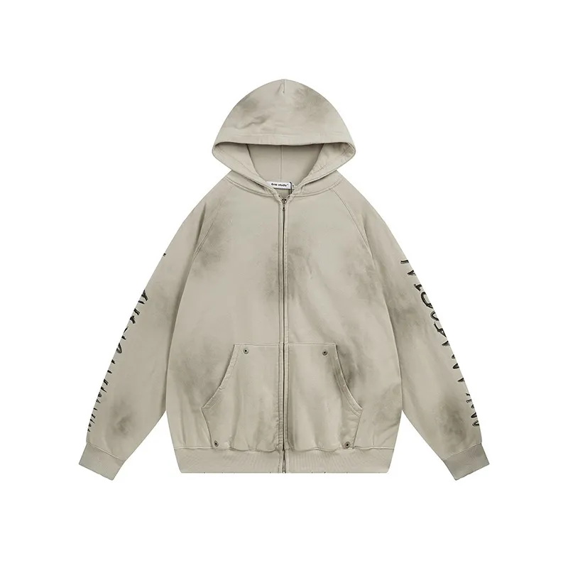 Vintage Washed Beige Oversized Hoodie