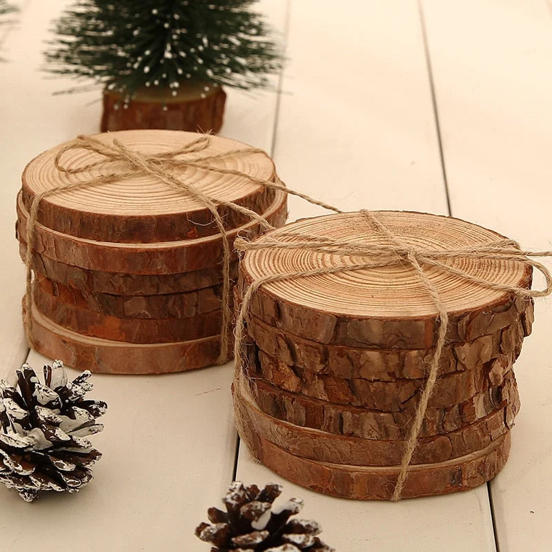 6pcs/lot Pine Wooden Chips Cut Pieces Wood Log Sheet Rustic Wedding Decor Party Centerpieces Vintage Country Style
