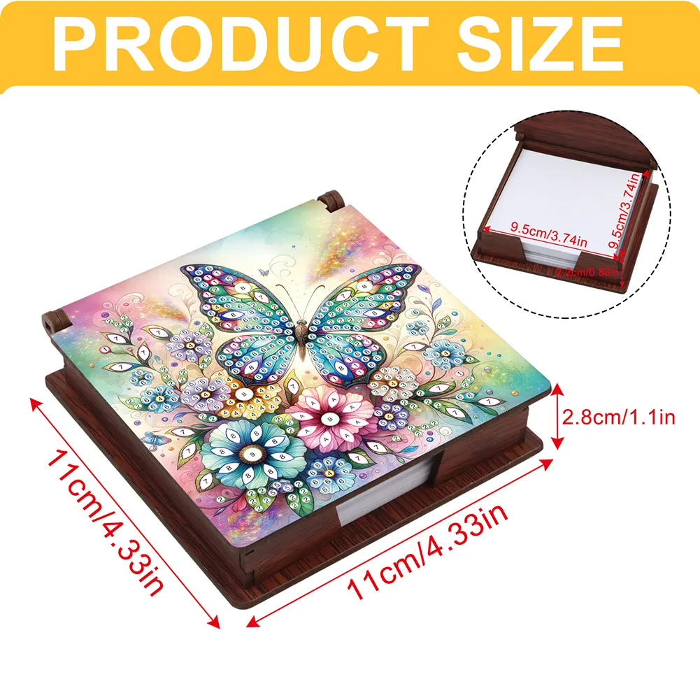 1pc Butterfly Pattern DIY Diamond Painting Note Box w/ 160 Notes Office Decor