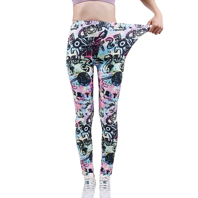 CUHAKCI Fashion Women Leggings Beautiful Leaf Floral Printing High Waist Jeggings Stretch Pant Sexy Hot Sale Clothing Mujer