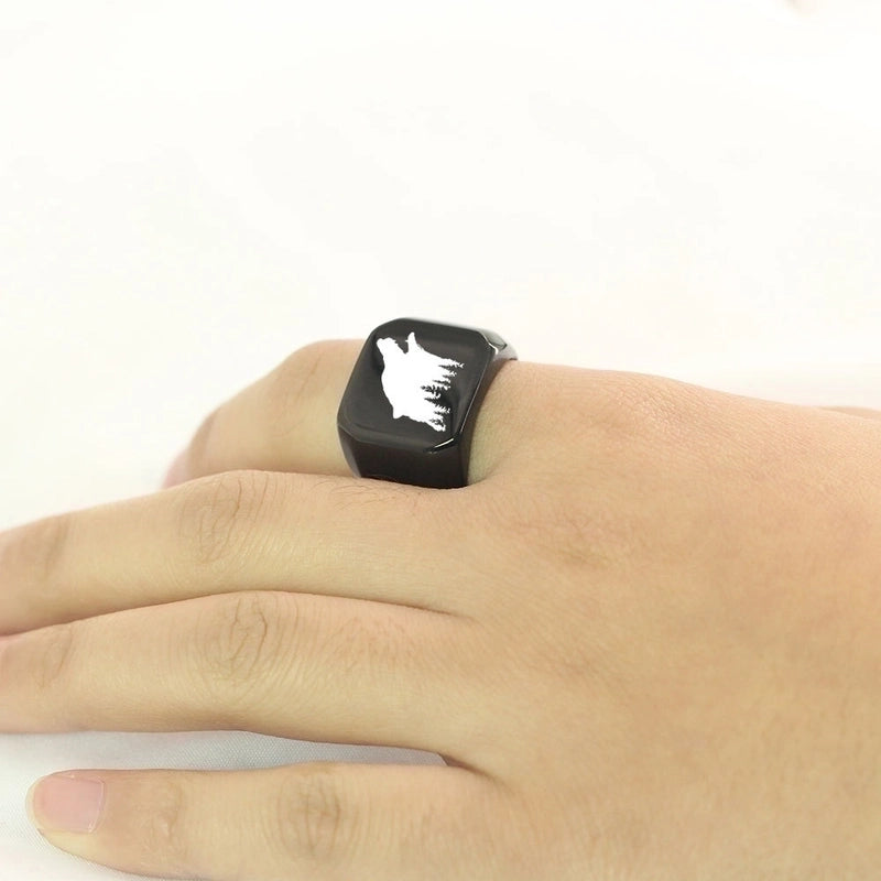 Hip-hop Retro Wolf Titanium Steel Plating Gold Plated Men's Rings
