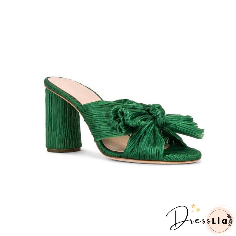 Brand New Summer Woman Mules Shoes Sandals Super High Heel 8 cm With Butterfly-knot Sweet Lady Office Shoes Plus Size 50